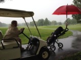 Waiting out the storm on the golf course