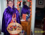 Aunt Hattie ready to greet Trick-or-Treaters