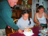 Dad, Brithday Girl, and Big Sis