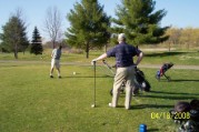 Paul swings on the new 17th tee