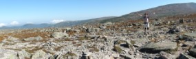 Top of Abol Trail panoramic - Hamlin Peak center, Baxter Peak right