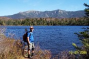 Bruce at Lonesome Lake with Mt. Lafayette in background