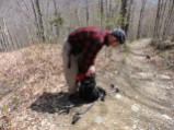 Nate sheds gear on the descent