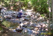 Nate on an early stream crossing - taken in motion