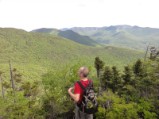 Heading up Mt Flume wth Owl's Head on left and all 3 Bonds in the background