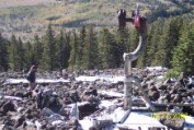 A rock field of glistening aluminum and solemn rememberance