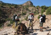 Old mining equiment, a yoked pulley