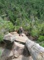 Bruce heading down wooden ladder