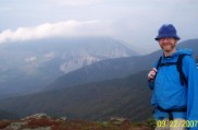 Nate on Fraconia Ridge Trail with Cannon Mt in background