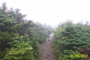 Entering the clouds nearing the summit