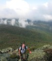 Bruce in a rare glimpse of sun headed up Mt Jefferson