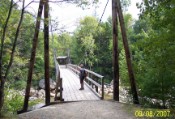 The hike starts on the suspension bridge over the East Branch of the Pemigewasset River