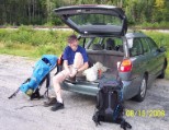 Preparing for departure near Crawford Notch Highland Center