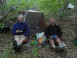 The boys in camp during breakfast Sunday