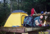 Our tent platform at Guyot Campsite