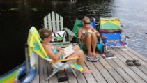 Sis and R buried in books