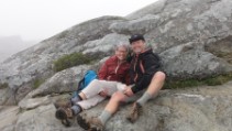 Monadnock Hike - wearing all we brought on the summit