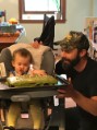 Dad helping with the cake