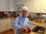 Mom making pumpkin pie