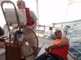 Bruce reclines after nabbing the days top speed at the helm