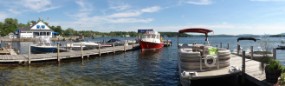 Lunch panoramic from Garwoods deck in Wolfboro