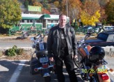 John preps to ride on from the Peterboro Diner