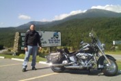 John with my Softail at Mt Washington Auto Road