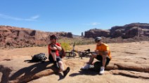 Lunch break after Hike-A-Bike up onto slick rock plateau