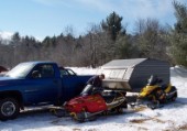 AJ Preps the SkiDoo's in the parking lot