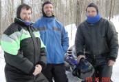 Bill, Bruce, AJ take a sledding break in the North Country